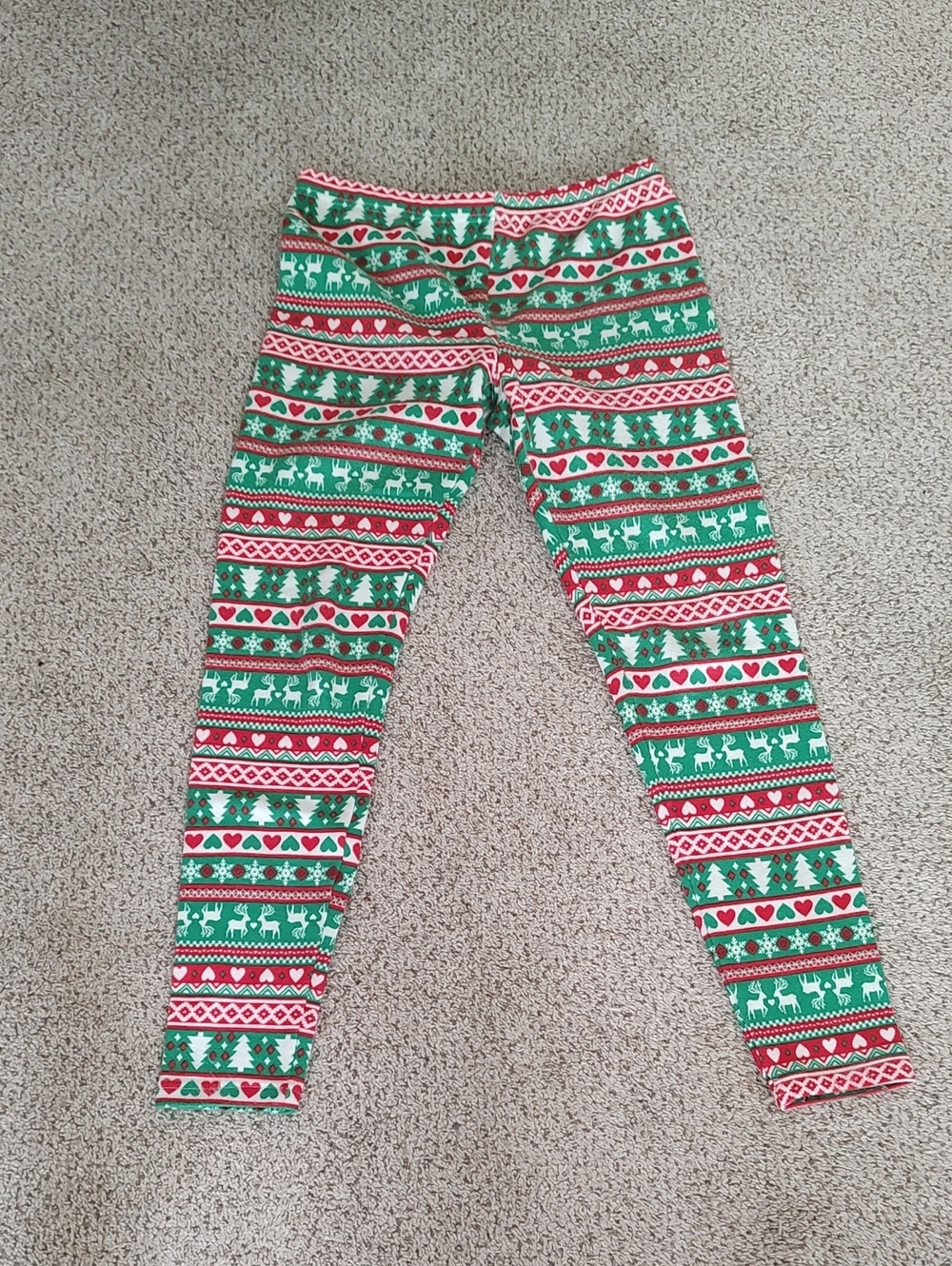 Women's Green & Red Holiday Fair Isle Leggings